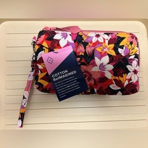 NWT Vera Bradley RFID Little Hipster  Rosa Floral Recycled Cotton Wristlet